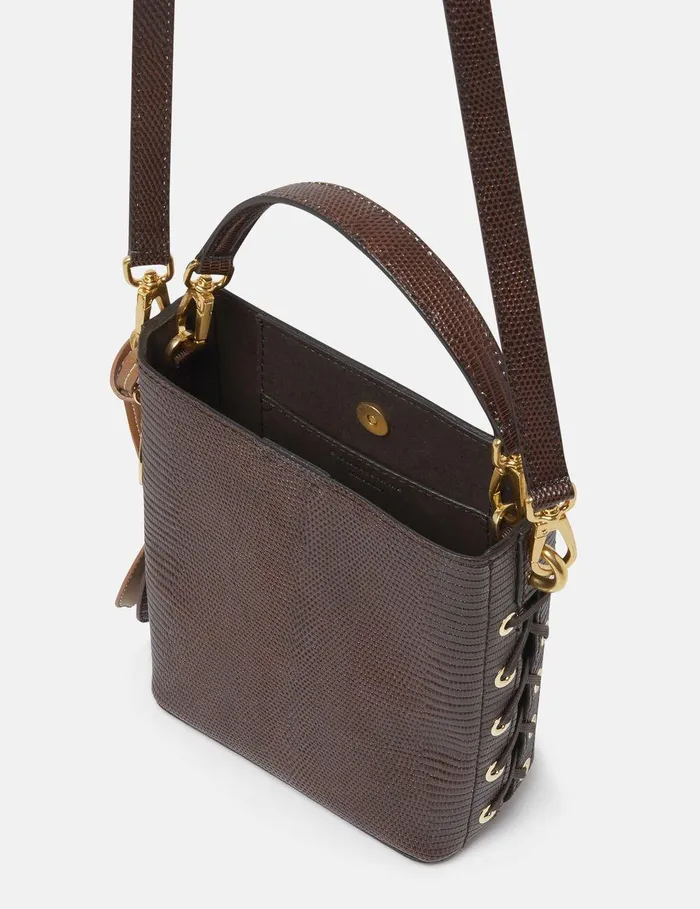 Stella McCartney Crossbody Bags Women Frayme ScaleEmbossed Bucket Bag Chocolate Brown Stella McCartney Crossbody Bags Women Frayme ScaleEmbossed Bucket Bag Chocolate Brown
