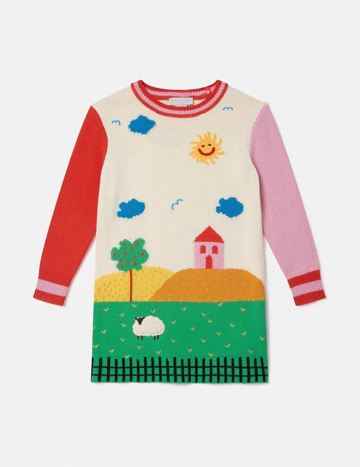 Stella McCartney Dresses and Jumpsuits Kids Farmyard Graphic Knitted Dress Multicolour Stella McCartney Dresses and Jumpsuits Kids Farmyard Graphic Knitted Dress Multicolour