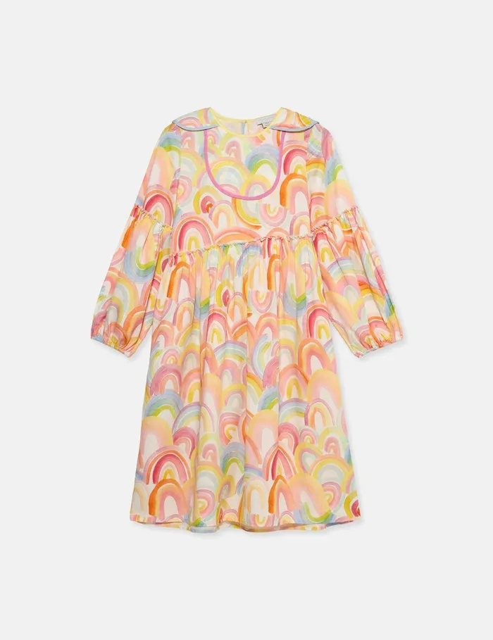 Stella McCartney Dresses and Jumpsuits Kids Watercolour Rainbow Print Skater Dress Blue Stella McCartney Dresses and Jumpsuits Kids Watercolour Rainbow Print Skater Dress Blue