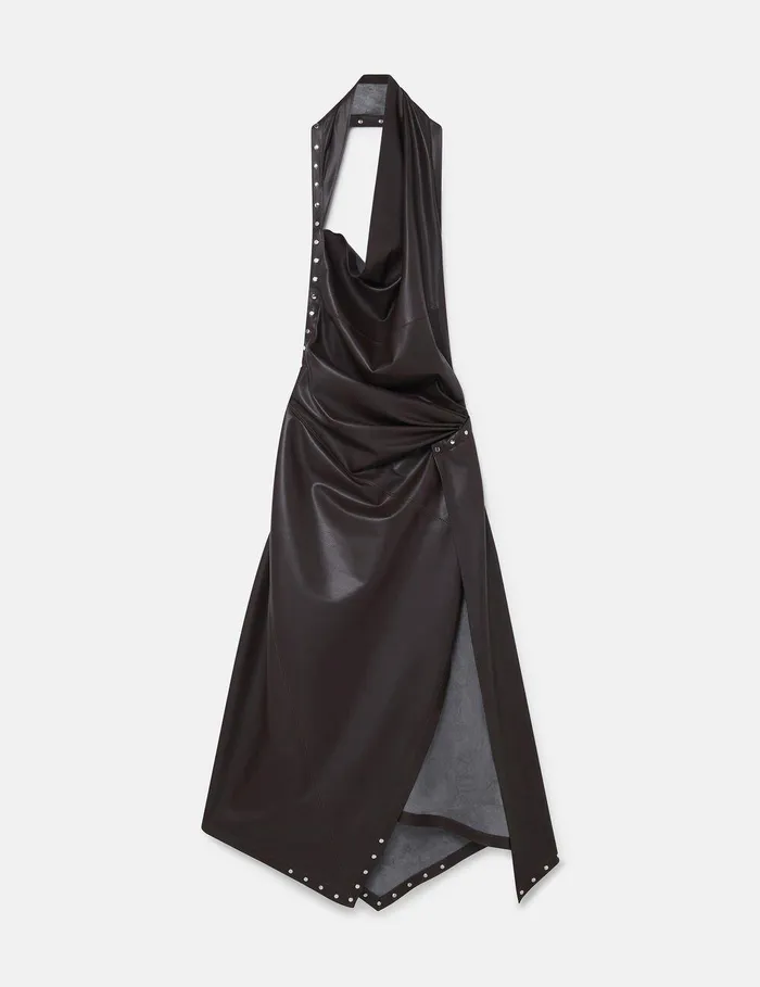 Stella McCartney Dresses Women Asymmetric Layered Midi Dress Mocha Brown