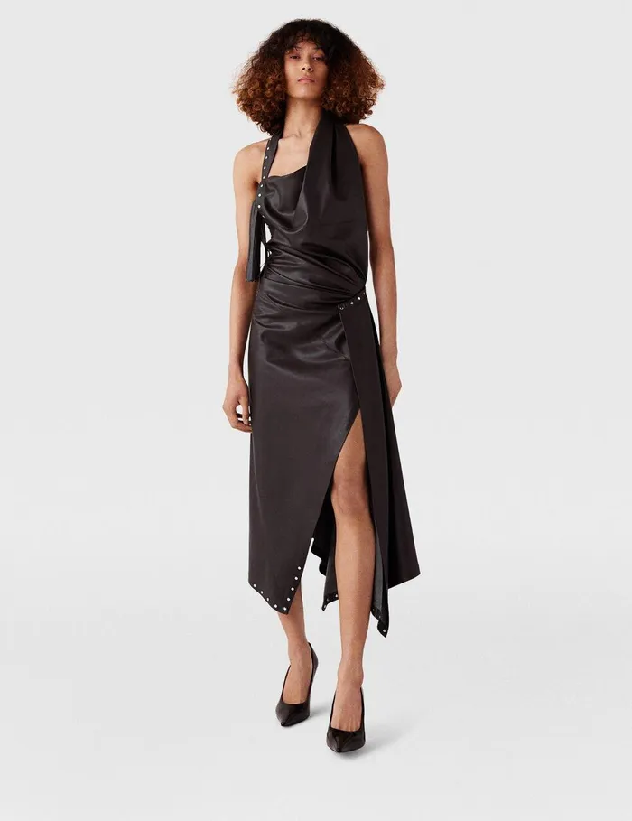 Stella McCartney Dresses Women Asymmetric Layered Midi Dress Mocha Brown Stella McCartney Dresses Women Asymmetric Layered Midi Dress Mocha Brown