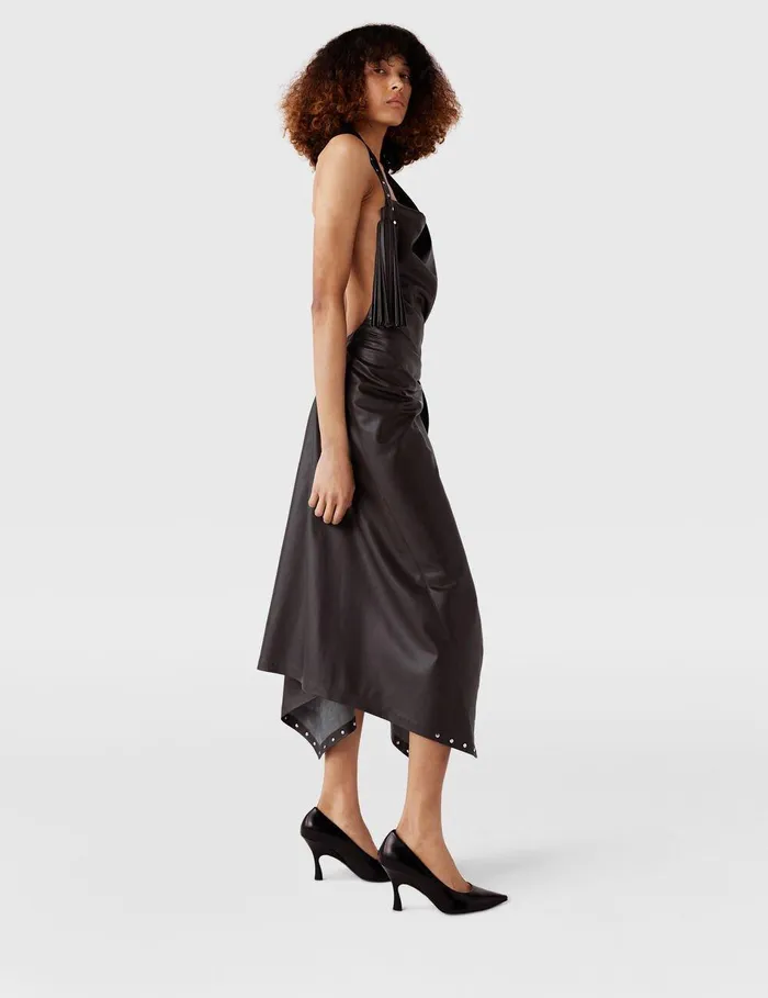 Stella McCartney Dresses Women Asymmetric Layered Midi Dress Mocha Brown Stella McCartney Dresses Women Asymmetric Layered Midi Dress Mocha Brown