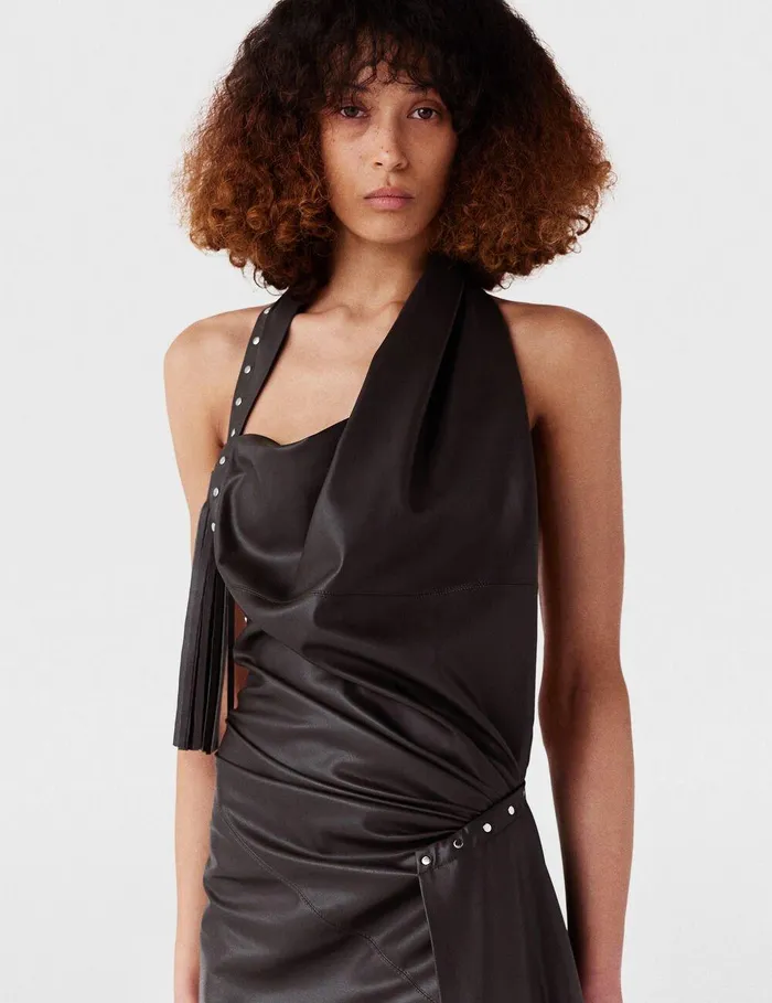 Stella McCartney Dresses Women Asymmetric Layered Midi Dress Mocha Brown Stella McCartney Dresses Women Asymmetric Layered Midi Dress Mocha Brown