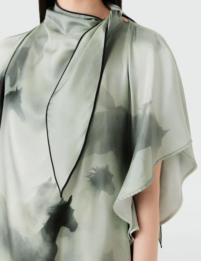 Stella McCartney Dresses Women Horse Print Dress Sea Green Stella McCartney Dresses Women Horse Print Dress Sea Green