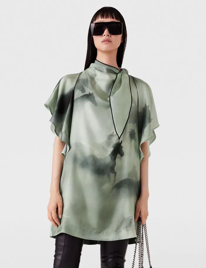 Stella McCartney Dresses Women Horse Print Dress Sea Green Stella McCartney Dresses Women Horse Print Dress Sea Green