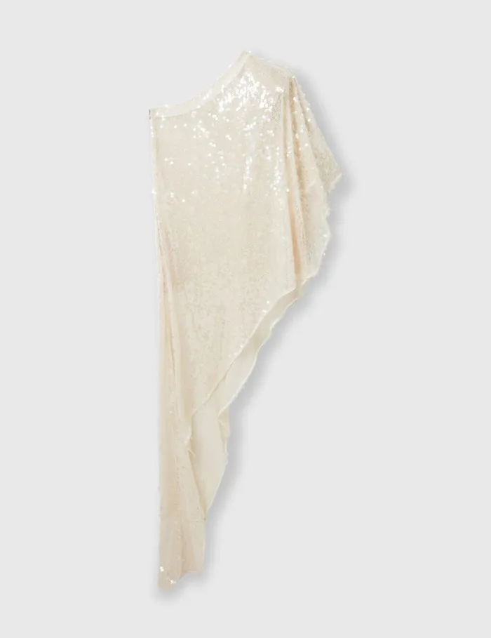 Stella McCartney Dresses Women OneSleeve Sequin Dress Cream