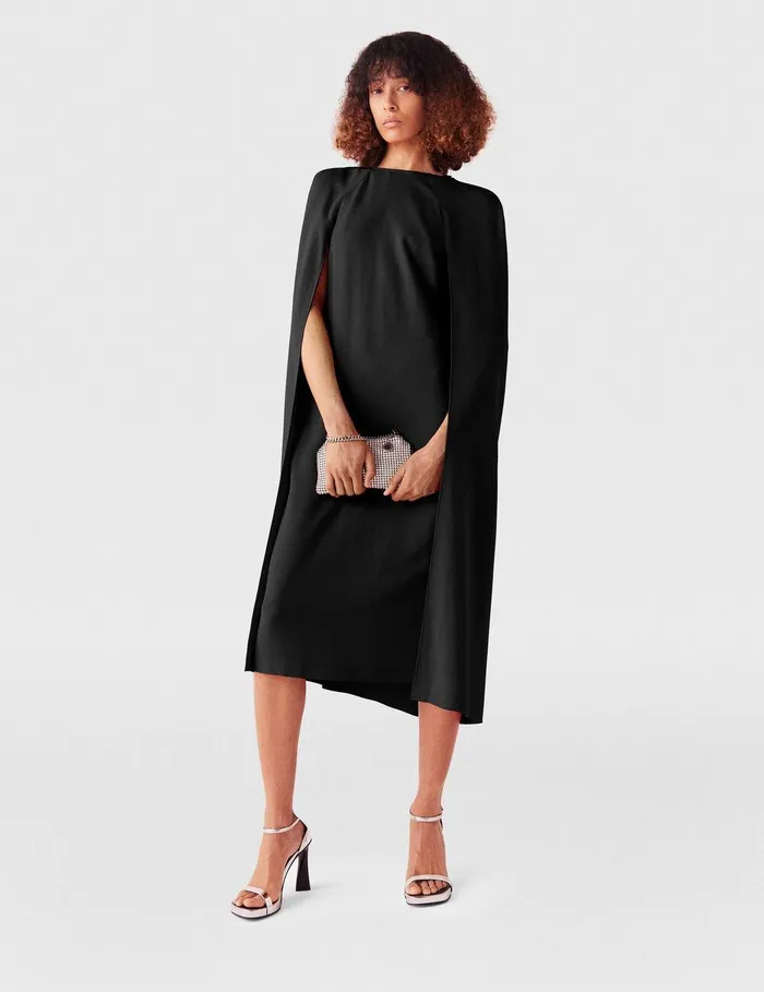 Stella McCartney Dresses Women Round Neck Cape Midi Dress Red
