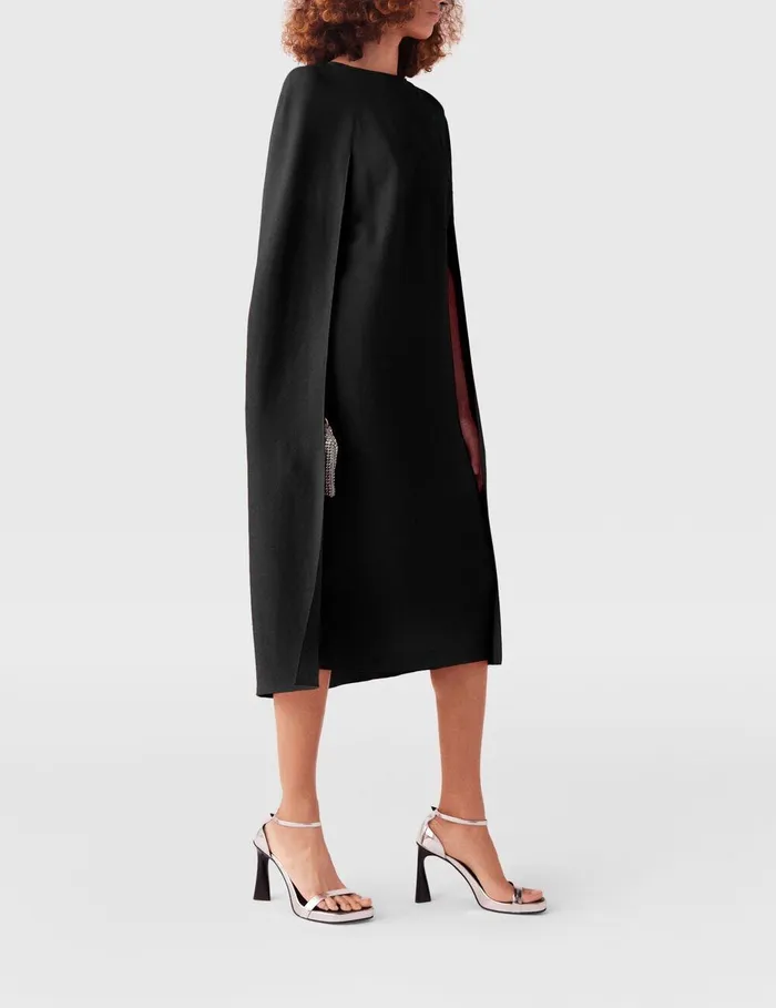 Stella McCartney Dresses Women Round Neck Cape Midi Dress Red