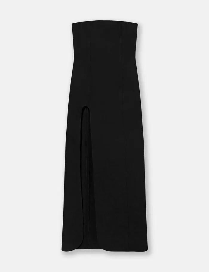 Stella McCartney Dresses Women Strapless Leg Slit Maxi Dress Black