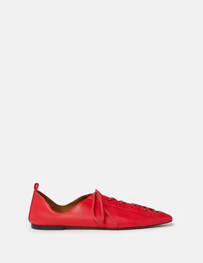 Stella McCartney Flats Women Terra Laced Alter Mat Ballerina Flats Lipstick Red