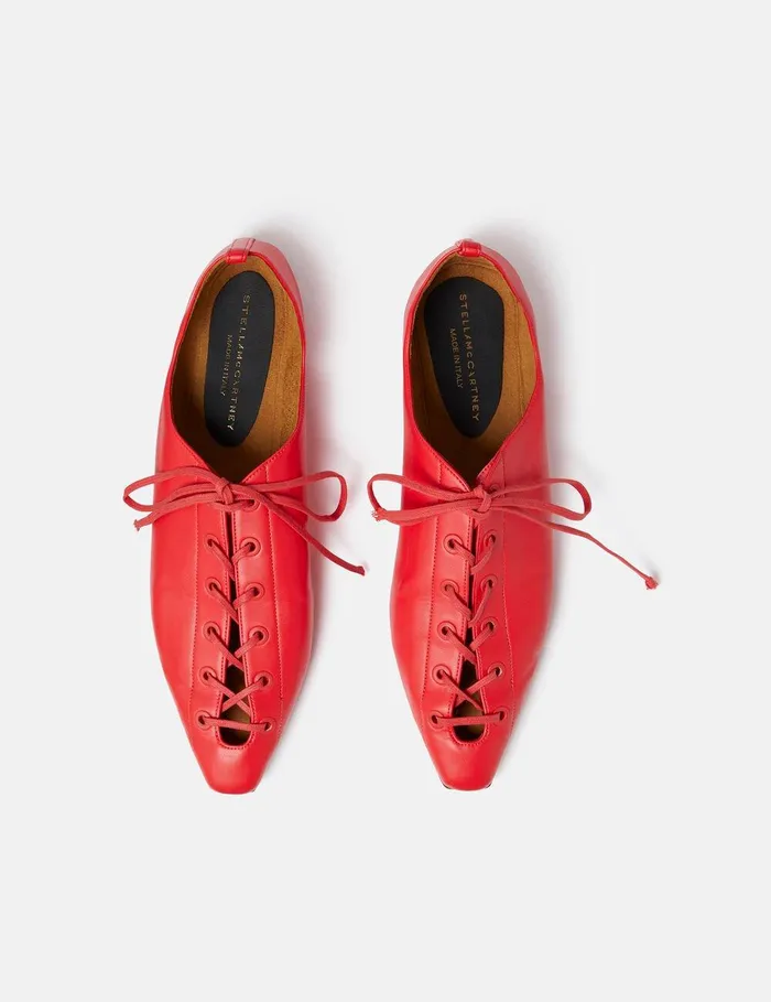 Stella McCartney Flats Women Terra Laced Alter Mat Ballerina Flats Lipstick Red Stella McCartney Flats Women Terra Laced Alter Mat Ballerina Flats Lipstick Red