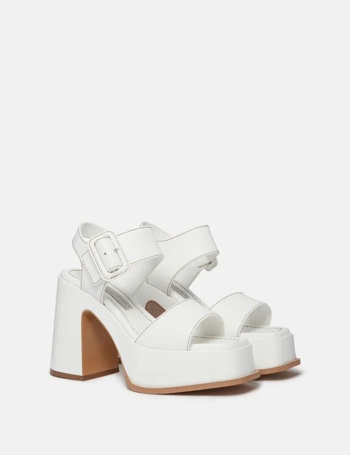 Stella McCartney Heels Women Skyla Buckled Platform Sandals Midnight Black Stella McCartney Heels Women Skyla Buckled Platform Sandals Midnight Black