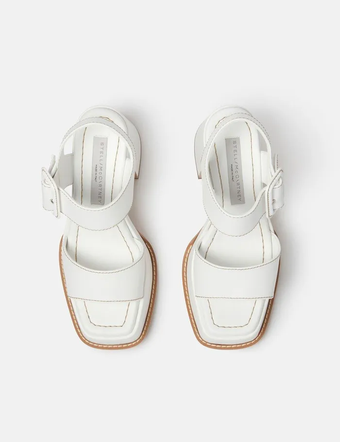 Stella McCartney Heels Women Skyla Buckled Platform Sandals Midnight Black Stella McCartney Heels Women Skyla Buckled Platform Sandals Midnight Black