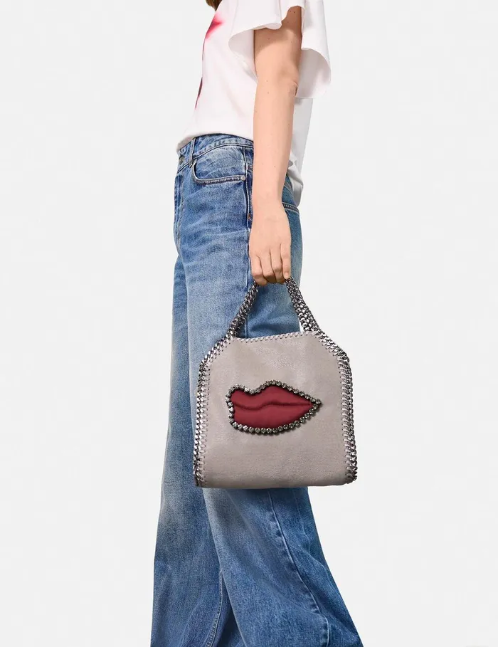 Stella McCartney Iconic Falabella Women Falabella Lips Mini Tote Bag Grey Stella McCartney Iconic Falabella Women Falabella Lips Mini Tote Bag Grey
