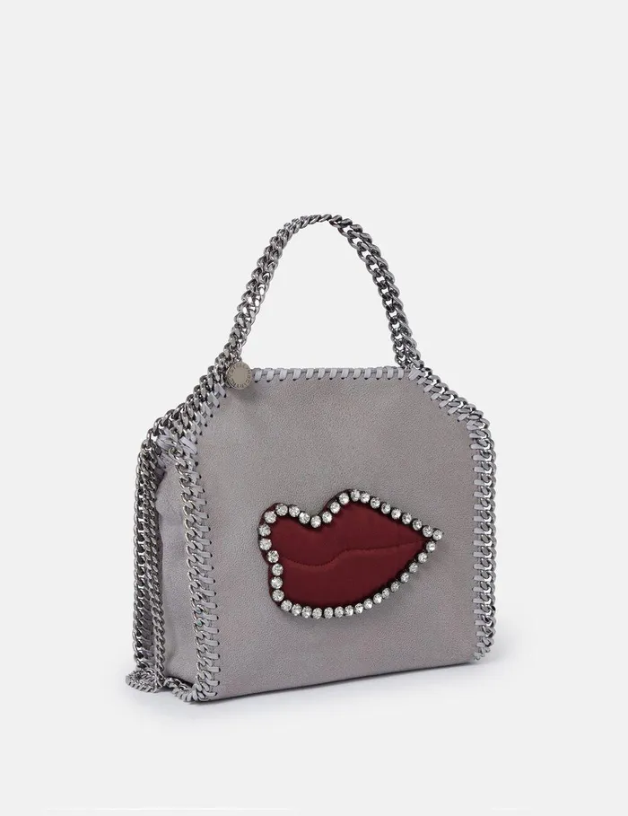 Stella McCartney Iconic Falabella Women Falabella Lips Mini Tote Bag Grey Stella McCartney Iconic Falabella Women Falabella Lips Mini Tote Bag Grey