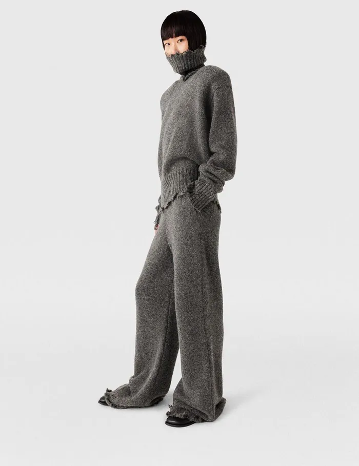 Stella McCartney Knitwear Women Distressed Turtleneck Jumper Charcoal Grey Stella McCartney Knitwear Women Distressed Turtleneck Jumper Charcoal Grey