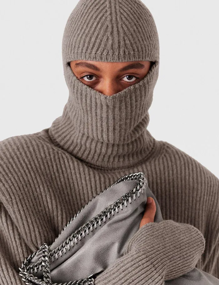 Stella McCartney Knitwear Women Ribbed Balaclava Taupe Brown Stella McCartney Knitwear Women Ribbed Balaclava Taupe Brown