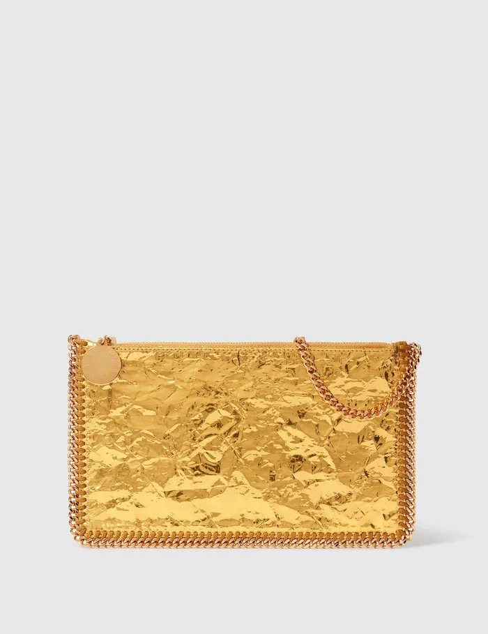 Stella McCartney Mini Bags And Clutches Women Crinkled Metallic Falabella Wallet Crossbody Bag Gold Stella McCartney Mini Bags And Clutches Women Crinkled Metallic Falabella Wallet Crossbody Bag Gold