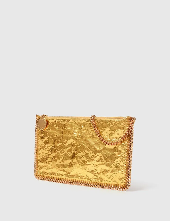 Stella McCartney Mini Bags And Clutches Women Crinkled Metallic Falabella Wallet Crossbody Bag Gold Stella McCartney Mini Bags And Clutches Women Crinkled Metallic Falabella Wallet Crossbody Bag Gold