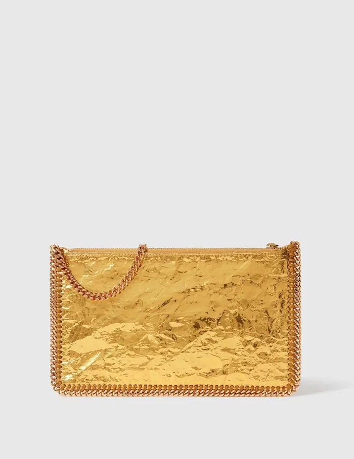 Stella McCartney Mini Bags And Clutches Women Crinkled Metallic Falabella Wallet Crossbody Bag Gold Stella McCartney Mini Bags And Clutches Women Crinkled Metallic Falabella Wallet Crossbody Bag Gold
