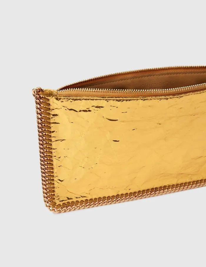 Stella McCartney Mini Bags And Clutches Women Crinkled Metallic Falabella Wallet Crossbody Bag Gold Stella McCartney Mini Bags And Clutches Women Crinkled Metallic Falabella Wallet Crossbody Bag Gold