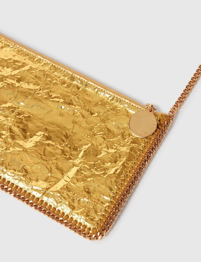 Stella McCartney Mini Bags And Clutches Women Crinkled Metallic Falabella Wallet Crossbody Bag Gold Stella McCartney Mini Bags And Clutches Women Crinkled Metallic Falabella Wallet Crossbody Bag Gold
