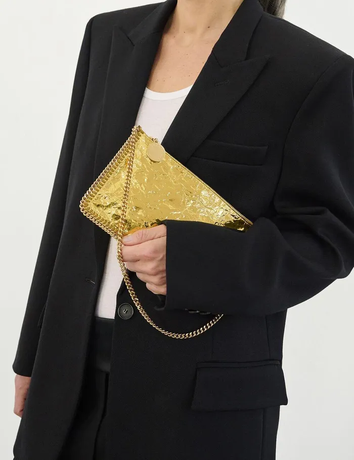 Stella McCartney Mini Bags And Clutches Women Crinkled Metallic Falabella Wallet Crossbody Bag Gold Stella McCartney Mini Bags And Clutches Women Crinkled Metallic Falabella Wallet Crossbody Bag Gold