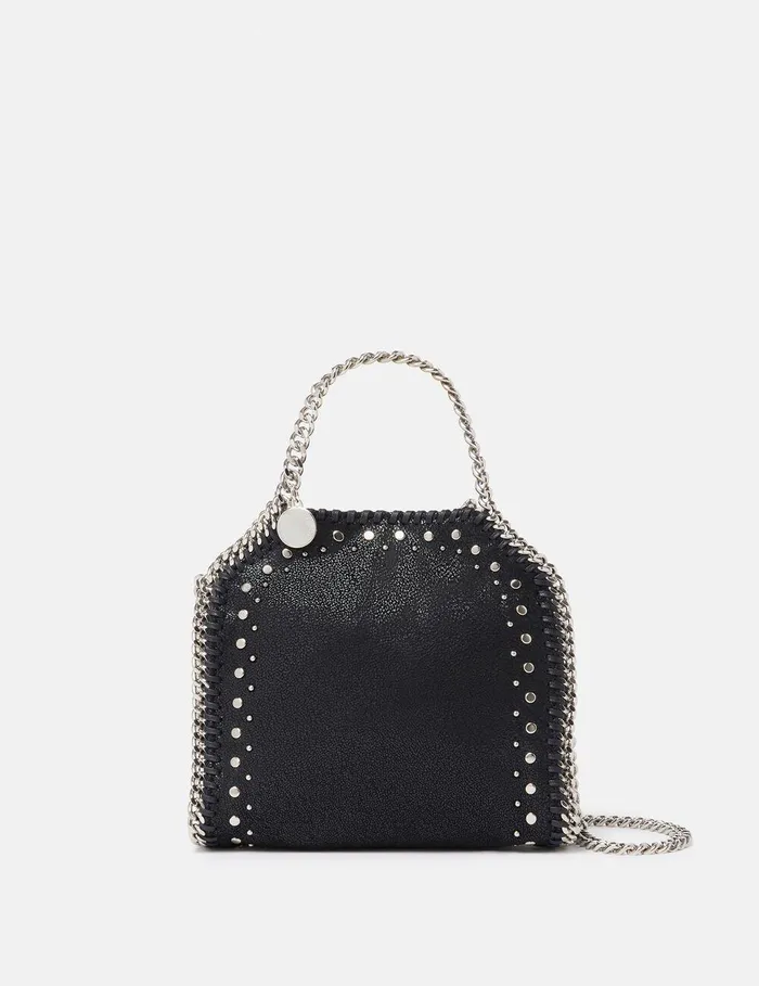 Stella McCartney Mini Bags And Clutches Women Falabella Studded Tiny Tote Bag Pitch Black Stella McCartney Mini Bags And Clutches Women Falabella Studded Tiny Tote Bag Pitch Black