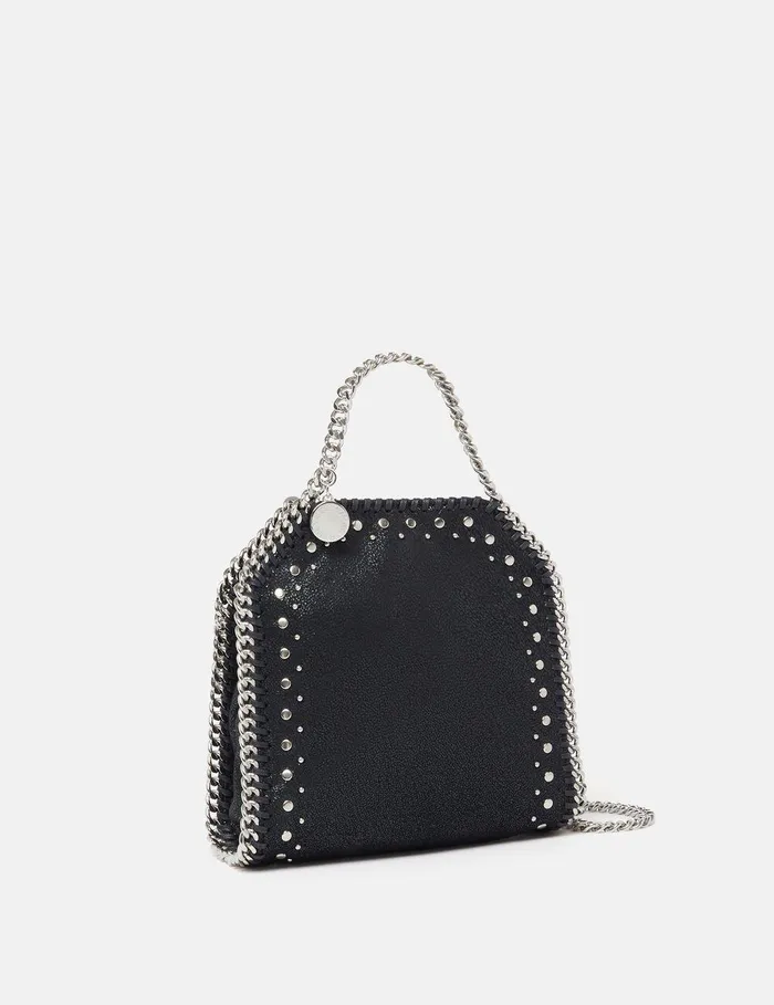 Stella McCartney Mini Bags And Clutches Women Falabella Studded Tiny Tote Bag Pitch Black Stella McCartney Mini Bags And Clutches Women Falabella Studded Tiny Tote Bag Pitch Black