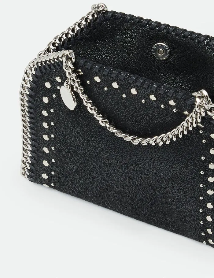 Stella McCartney Mini Bags And Clutches Women Falabella Studded Tiny Tote Bag Pitch Black Stella McCartney Mini Bags And Clutches Women Falabella Studded Tiny Tote Bag Pitch Black