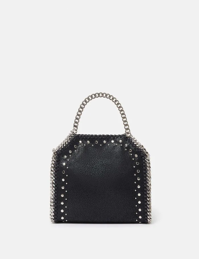 Stella McCartney Mini Bags And Clutches Women Falabella Studded Tiny Tote Bag Pitch Black Stella McCartney Mini Bags And Clutches Women Falabella Studded Tiny Tote Bag Pitch Black
