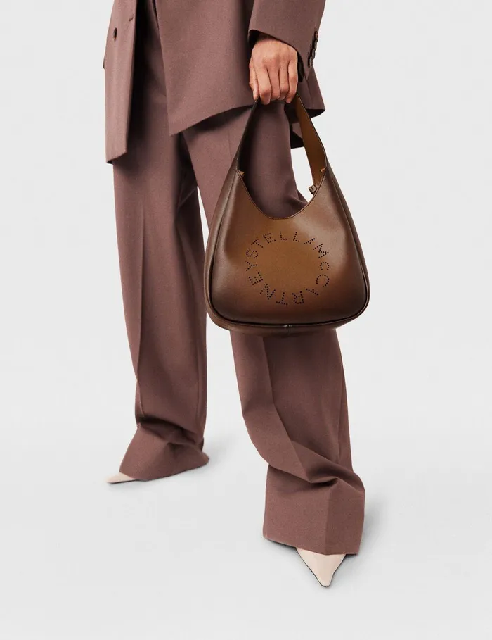 Stella McCartney Mini Bags And Clutches Women Logo Slouchy Hobo Tote Bag Aged Brown Stella McCartney Mini Bags And Clutches Women Logo Slouchy Hobo Tote Bag Aged Brown