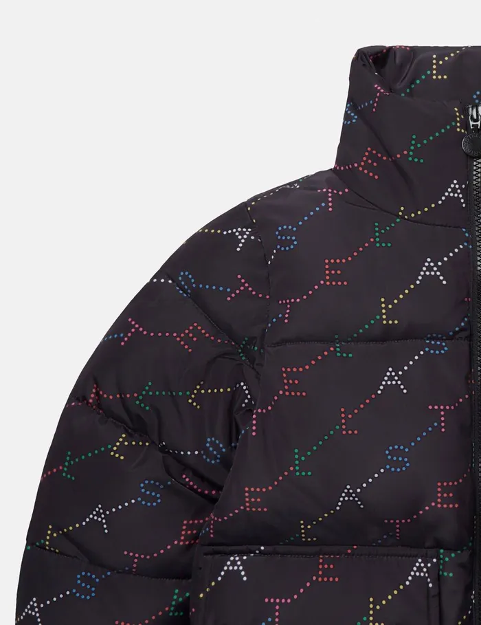 Stella McCartney Outerwear Kids Logo Pattern Puffer Coat Black Stella McCartney Outerwear Kids Logo Pattern Puffer Coat Black