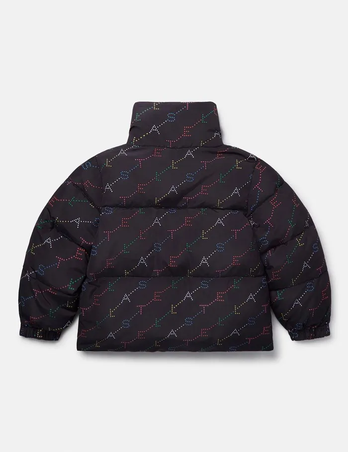 Stella McCartney Outerwear Kids Logo Pattern Puffer Coat Black Stella McCartney Outerwear Kids Logo Pattern Puffer Coat Black