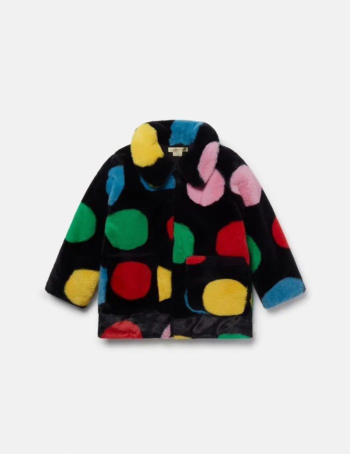 Stella McCartney Outerwear Kids Polka Dot Fluffy Coat Multicolour