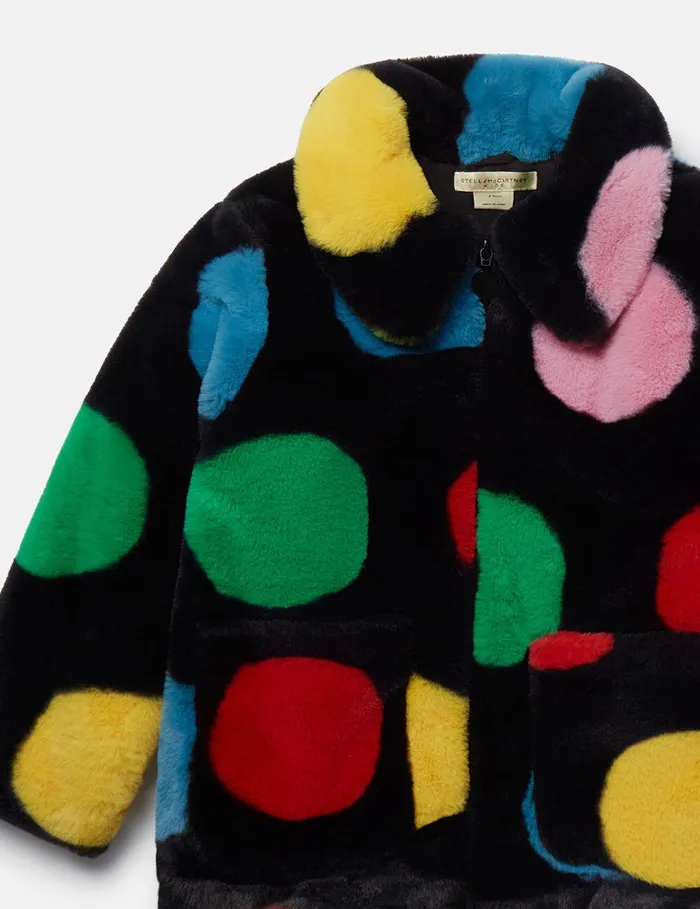 Stella McCartney Outerwear Kids Polka Dot Fluffy Coat Multicolour Stella McCartney Outerwear Kids Polka Dot Fluffy Coat Multicolour