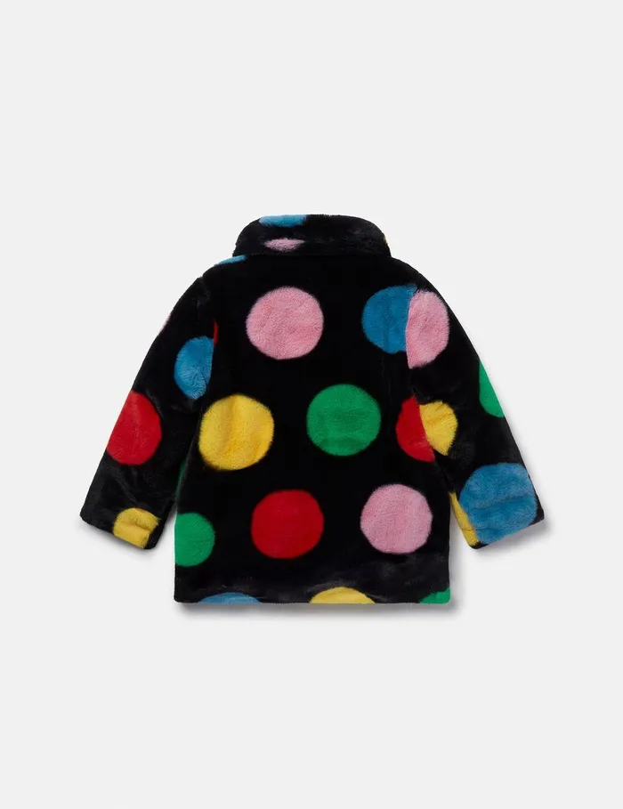 Stella McCartney Outerwear Kids Polka Dot Fluffy Coat Multicolour Stella McCartney Outerwear Kids Polka Dot Fluffy Coat Multicolour