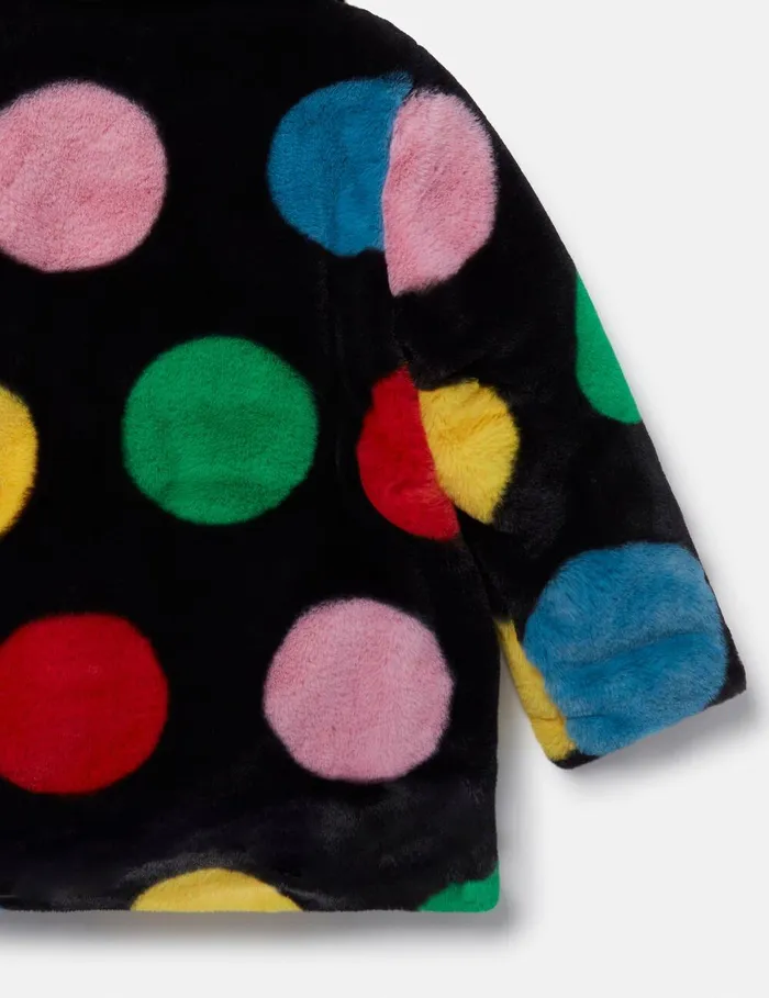 Stella McCartney Outerwear Kids Polka Dot Fluffy Coat Multicolour Stella McCartney Outerwear Kids Polka Dot Fluffy Coat Multicolour