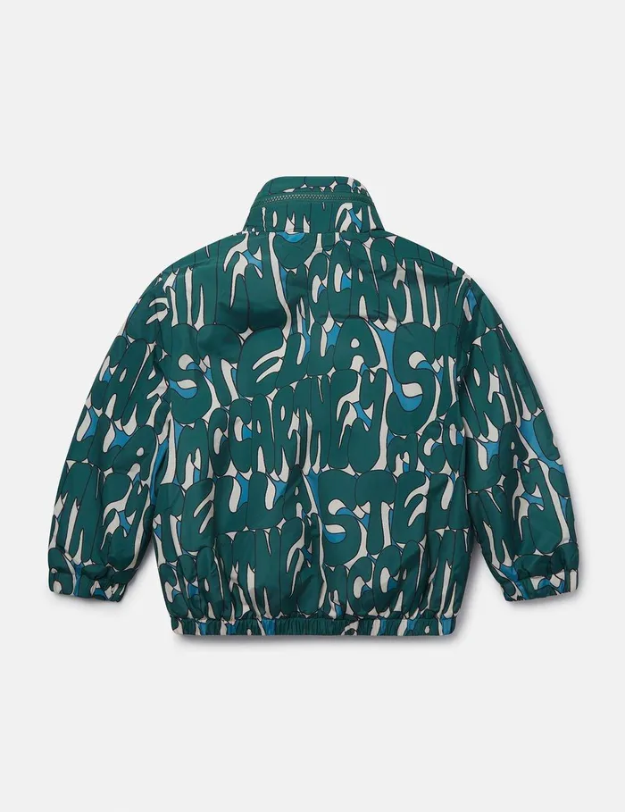 Stella McCartney Outerwear Kids Stella Print HighNeck Jacket Multicolor Green Stella McCartney Outerwear Kids Stella Print HighNeck Jacket Multicolor Green