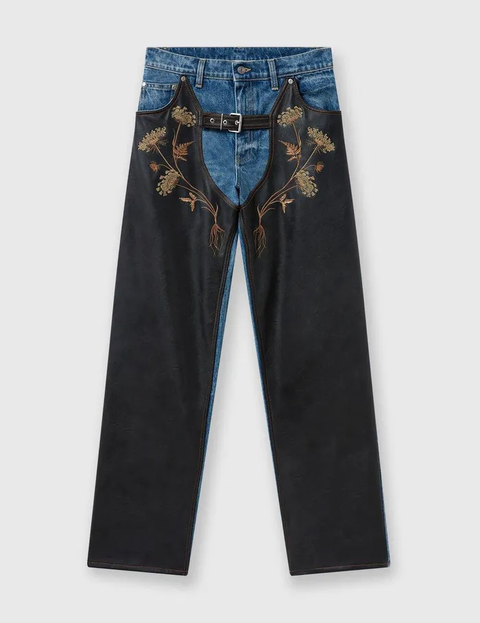 Stella McCartney Pants And Shorts Women Chaps Embroidered StraightLeg Jeans Blue Stella McCartney Pants And Shorts Women Chaps Embroidered StraightLeg Jeans Blue