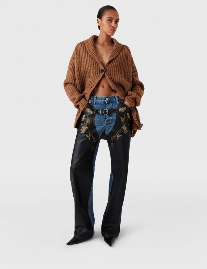 Stella McCartney Pants And Shorts Women Chaps Embroidered StraightLeg Jeans Blue Stella McCartney Pants And Shorts Women Chaps Embroidered StraightLeg Jeans Blue