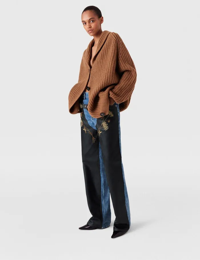 Stella McCartney Pants And Shorts Women Chaps Embroidered StraightLeg Jeans Blue Stella McCartney Pants And Shorts Women Chaps Embroidered StraightLeg Jeans Blue