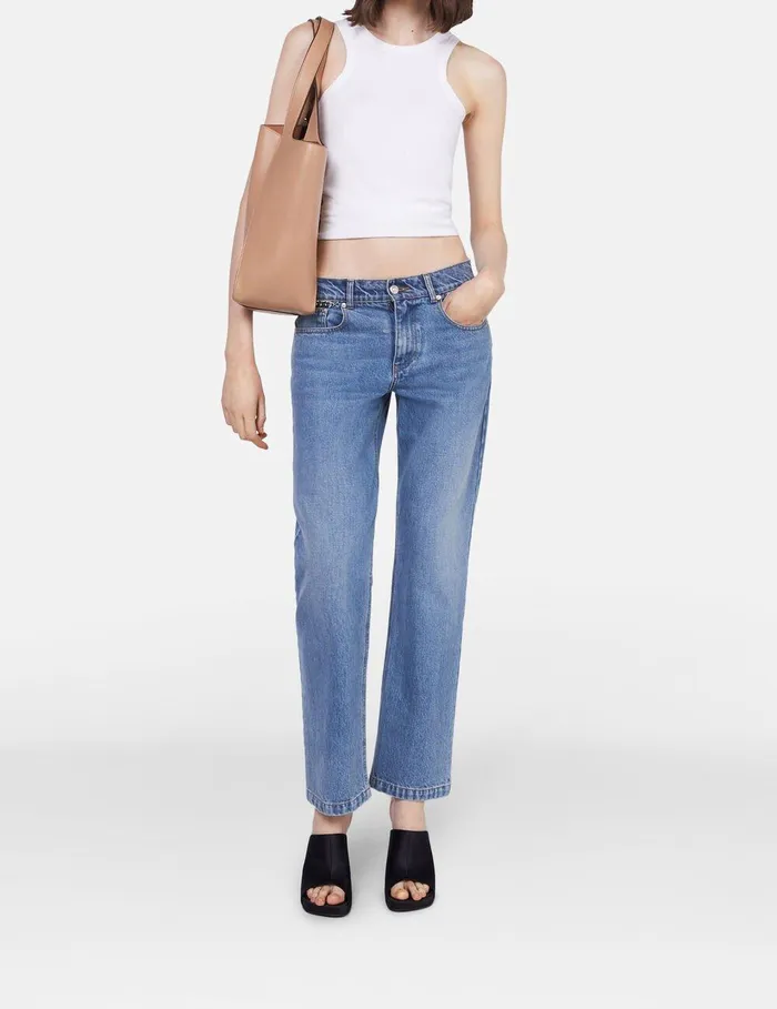 Stella McCartney Pants And Shorts Women Falabella Chain Light Wash Cropped Jeans Charcoal Grey Stella McCartney Pants And Shorts Women Falabella Chain Light Wash Cropped Jeans Charcoal Grey