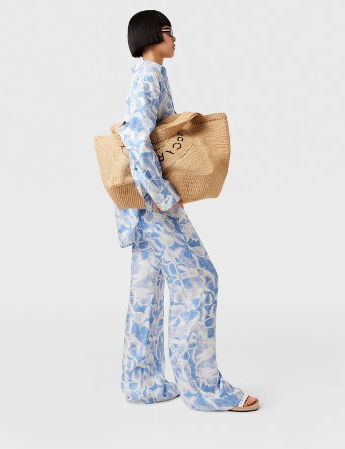 Stella McCartney Pants And Shorts Women Sunglasses Print StraightLeg Pants Blue Stella McCartney Pants And Shorts Women Sunglasses Print StraightLeg Pants Blue
