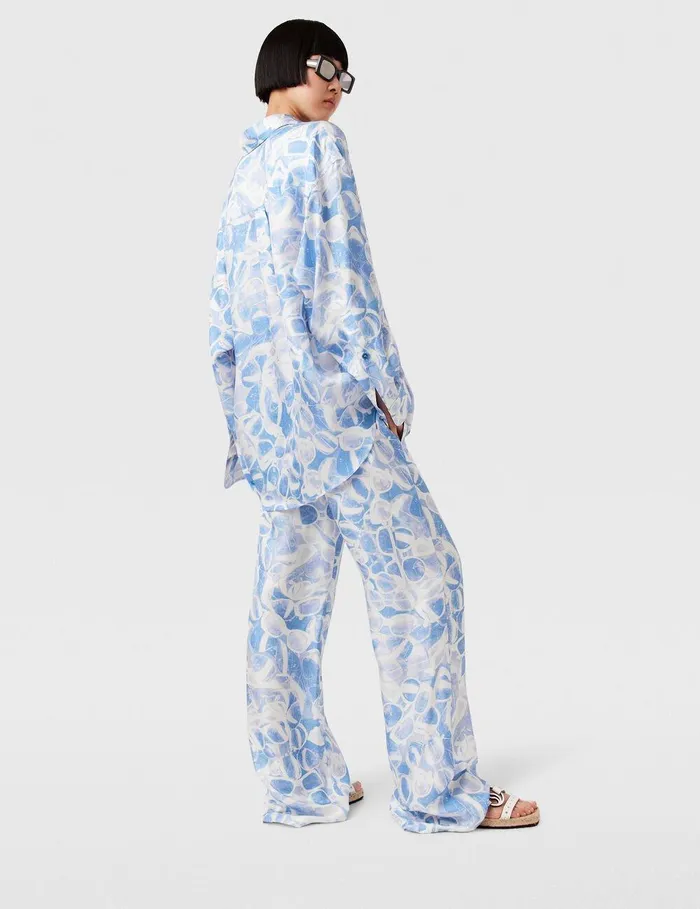 Stella McCartney Pants And Shorts Women Sunglasses Print StraightLeg Pants Blue Stella McCartney Pants And Shorts Women Sunglasses Print StraightLeg Pants Blue