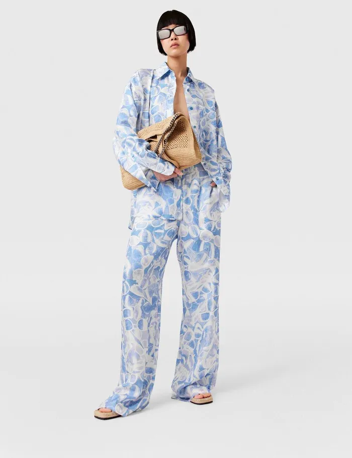 Stella McCartney Pants And Shorts Women Sunglasses Print StraightLeg Pants Blue Stella McCartney Pants And Shorts Women Sunglasses Print StraightLeg Pants Blue