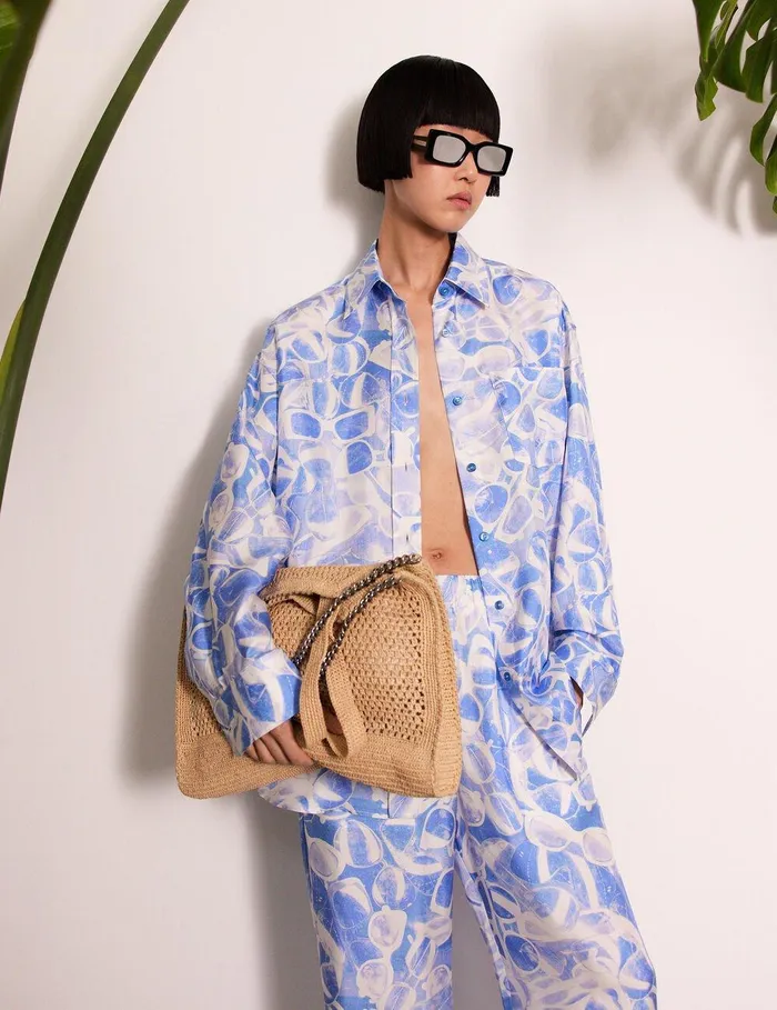 Stella McCartney Pants And Shorts Women Sunglasses Print StraightLeg Pants Blue Stella McCartney Pants And Shorts Women Sunglasses Print StraightLeg Pants Blue