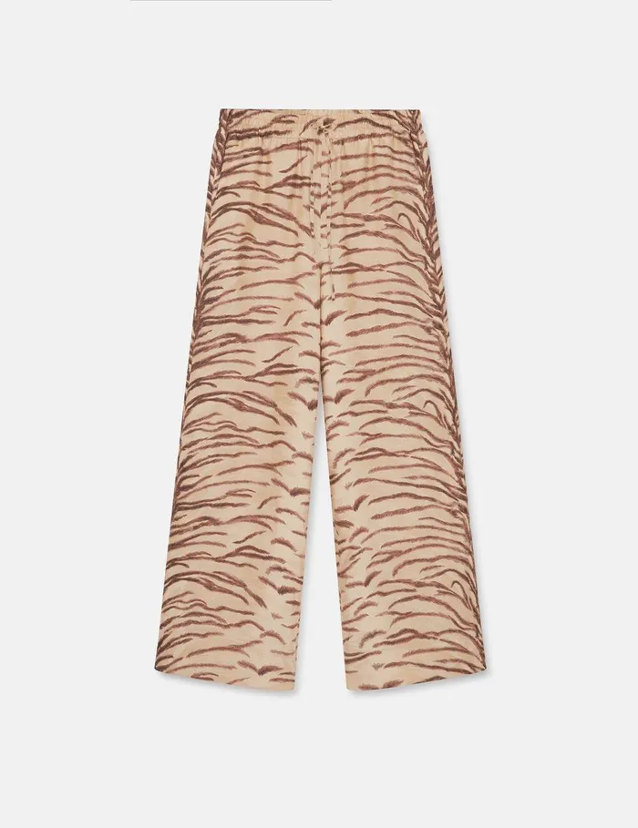 Stella McCartney Pants And Shorts Women Tiger Print HighRise WideLeg Pants Natural Tiger Print Stella McCartney Pants And Shorts Women Tiger Print HighRise WideLeg Pants Natural Tiger Print