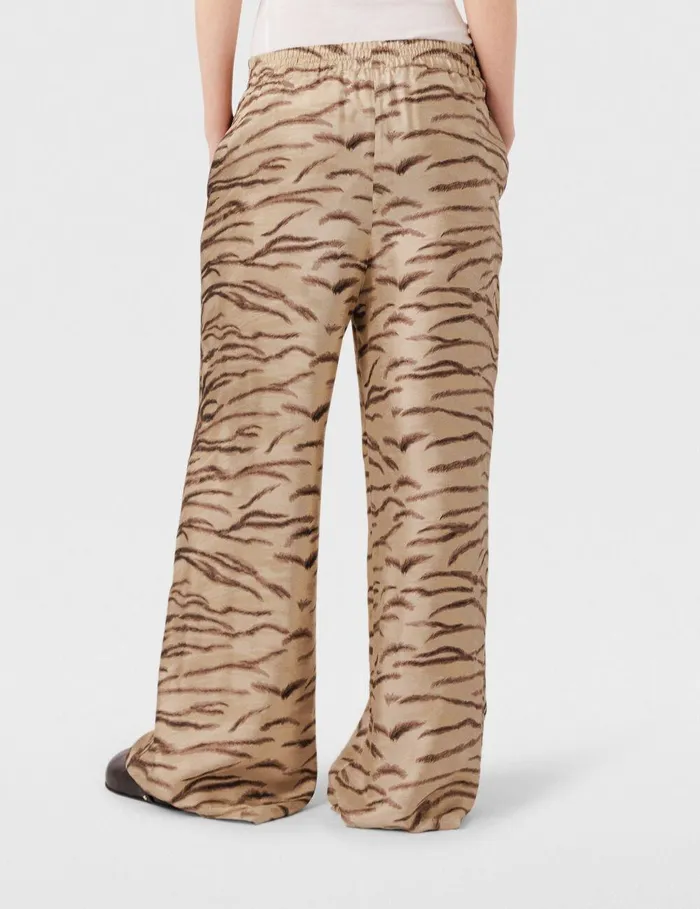 Stella McCartney Pants And Shorts Women Tiger Print HighRise WideLeg Pants Natural Tiger Print Stella McCartney Pants And Shorts Women Tiger Print HighRise WideLeg Pants Natural Tiger Print