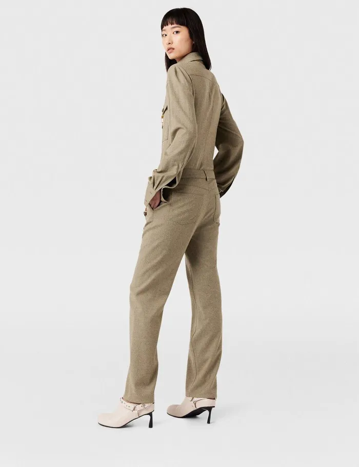 Stella McCartney Shirts And Tops Women ClaspEmbellished Wool Shirt Light Moss Beige Stella McCartney Shirts And Tops Women ClaspEmbellished Wool Shirt Light Moss Beige